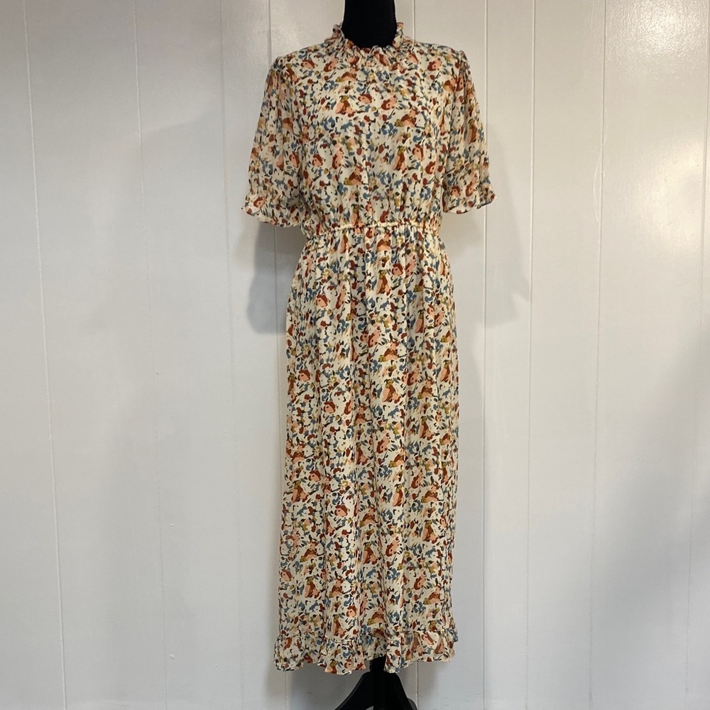 Prairiecore Floral Dress Romantic Vintage Inspired Flowy Feminine Ruffle | Large - Picture 2 of 15